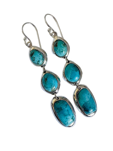 Dazzling large turquoise earrings