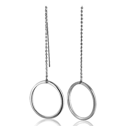 Circle sterling silver thread earrings
