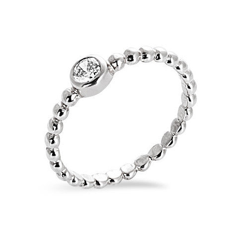 Sterling silver balls cubic zirconia stackable ring