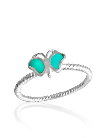 Turquoise butterfly ring