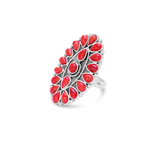 Sterling Silver Red Coral Ring