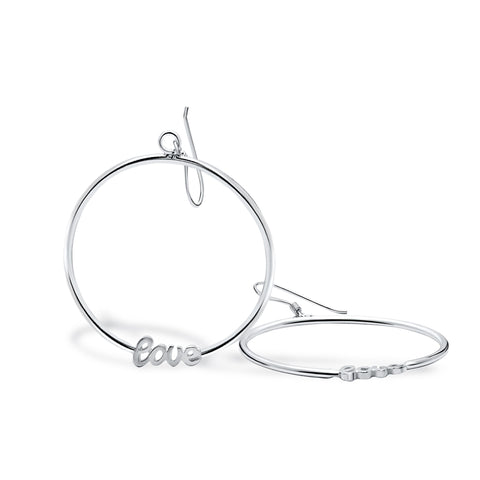 Sterling silver love hoop earrings