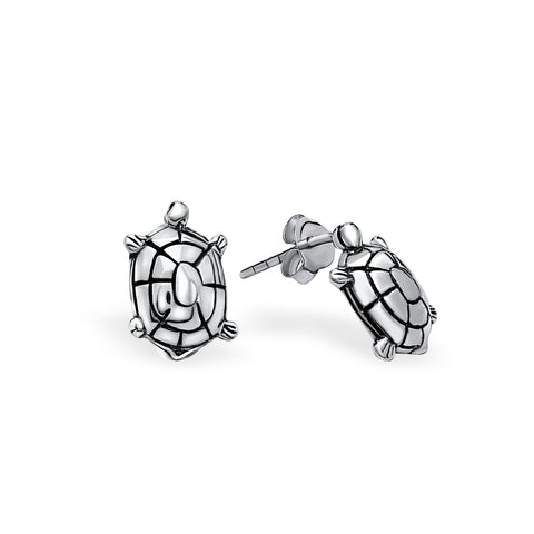 Sterling silver turtle stud earrings