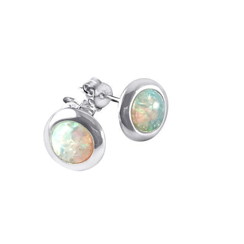 Opalite white sterling silver earrings