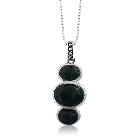 Onyx tri-stone necklace