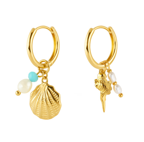 Gold shell earring