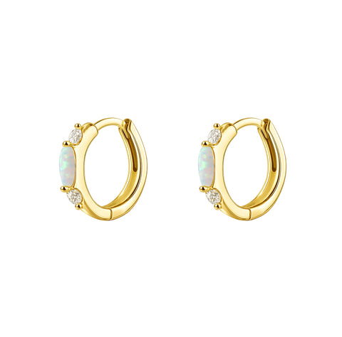 Gold opalite huggy earring