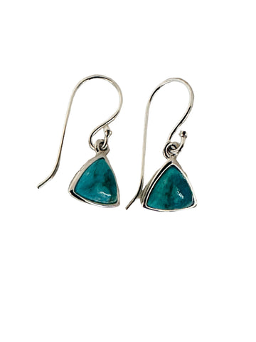 Turquoise blue triangle drop earrings