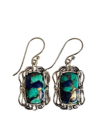 Corsica compressed Turquoise Lapis Lazuli earrings