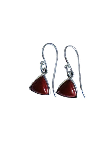 Red triangle earrings