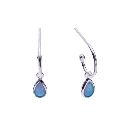 Opalite hoop earrings blue oval