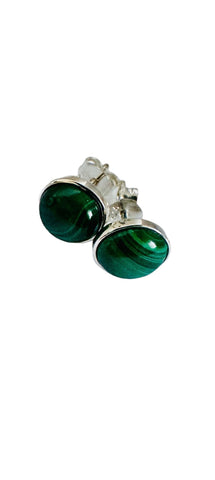 Malachite green stud earrings