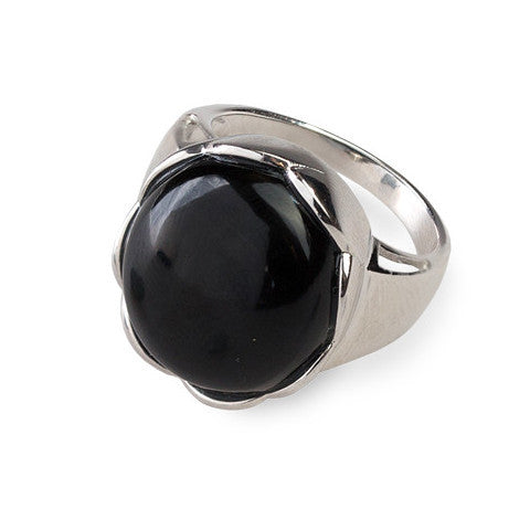 Modern cabochon onyx & sterling silver ring