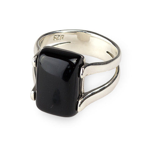 Square onyx sterling silver ring