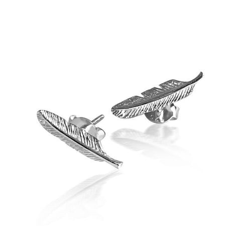 Petite feather stud earrings