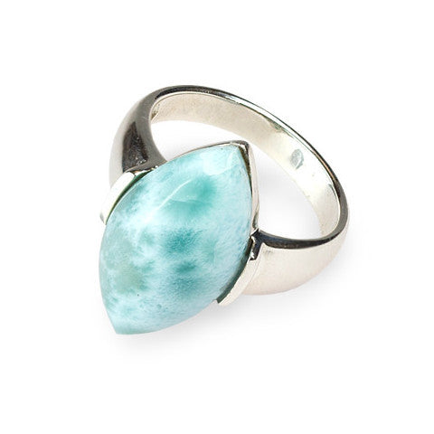 Unique marquise larimar & sterling silver ring