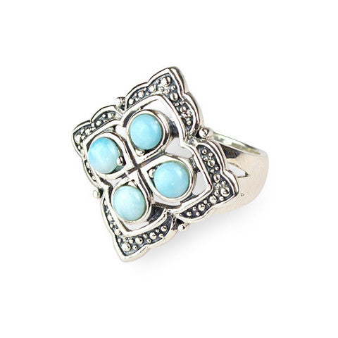 Larimar & sterling silver quarter ring