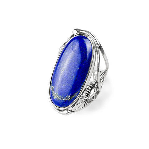 Oval lapiz & sterling silver ring