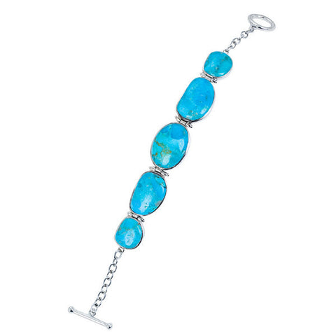 Turquoise & sterling silver pebble bracelet