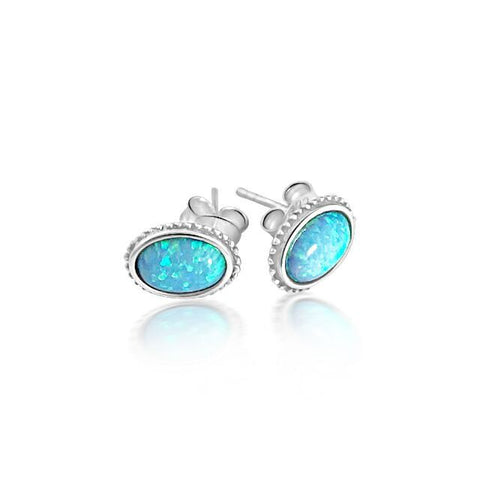 Oval opalite blue earring