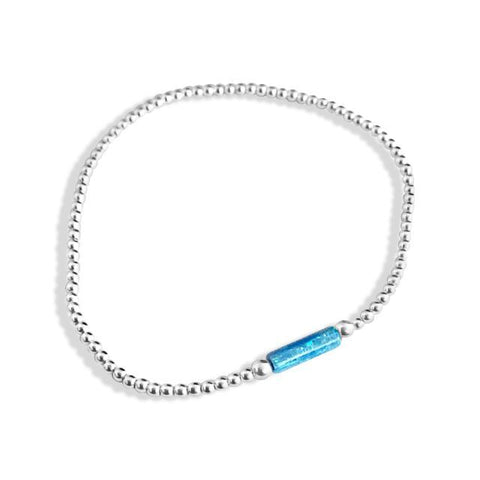 Sterling silver bracelet with blue opalite tube