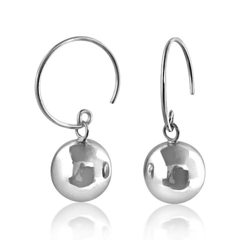 Hoop ball sterling silver earrings