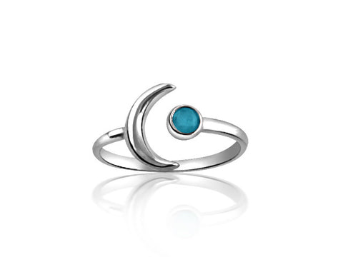 Pretty turquoise sterling silver moon ring