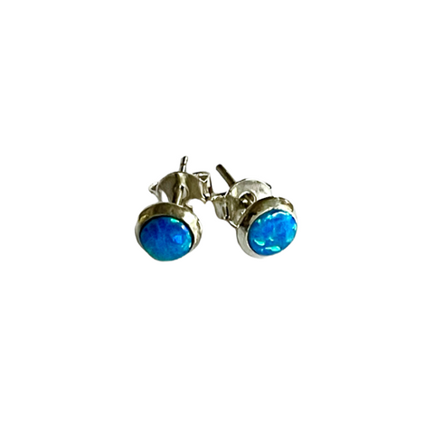 Small blue opalite stud earrings