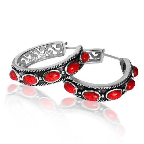 Amore red hoop earrings