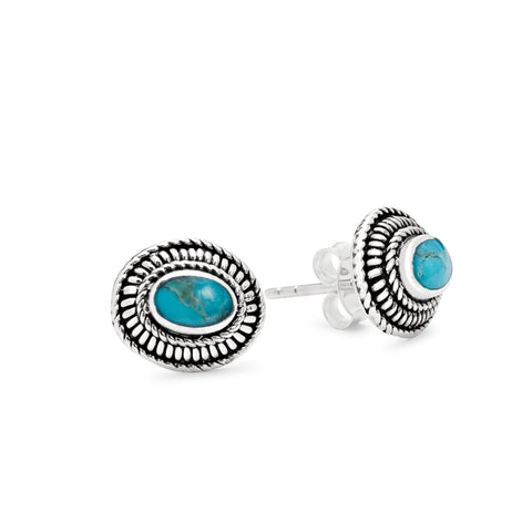 Sterling silver & turquoise woven stud earrings