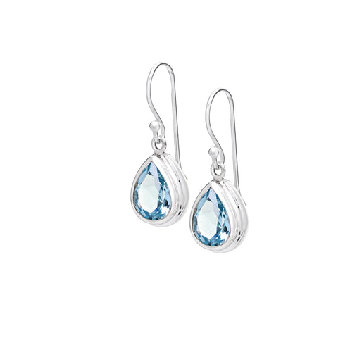 Sterling silver & blue topaz pear shape earrings