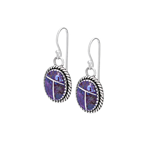 Sterling Silver Purple Turquoise Matrix Earrings