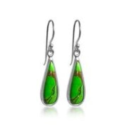 Stunning green turquoise teardrop earring