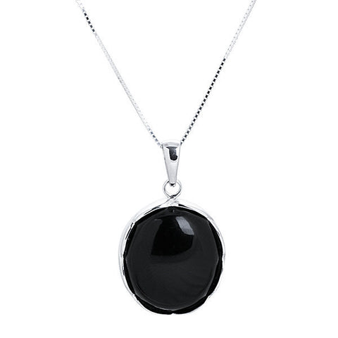 Modern cabochon onyx & sterling silver necklace