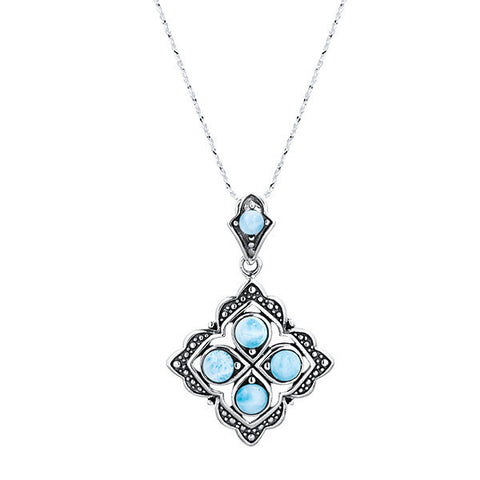 Larimar & sterling silver quarter necklace