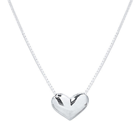 Sterling silver heart necklace on box chain