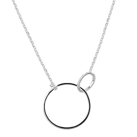Sterling silver circle within circle necklace