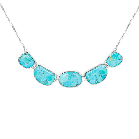 Turquoise & sterling silver pebble necklace