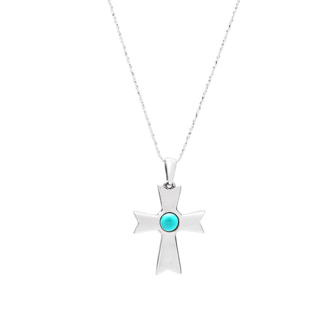 Turquoise & sterling silver cross necklace