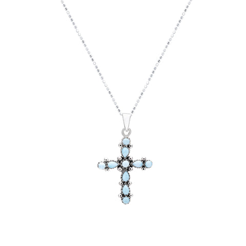 Larimar sterling silver cross pendant