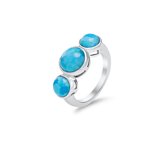 Turquoise & sterling silver triple stone ring