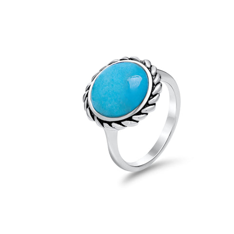 Turquoise & sterling silver braid ring