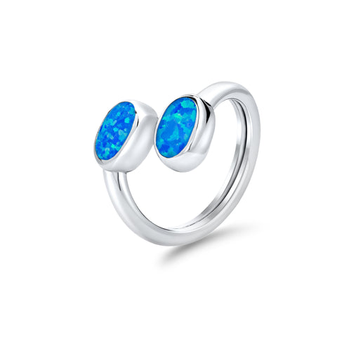 Sterling Silver Synthetic Blue Opal Ring