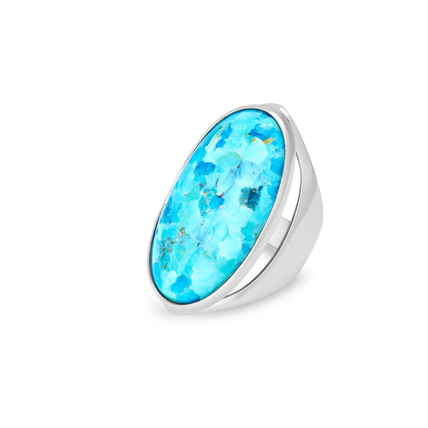 Large oval turquoise & sterling silver ring