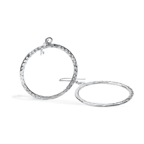 Sterling silver brushed circle earrings