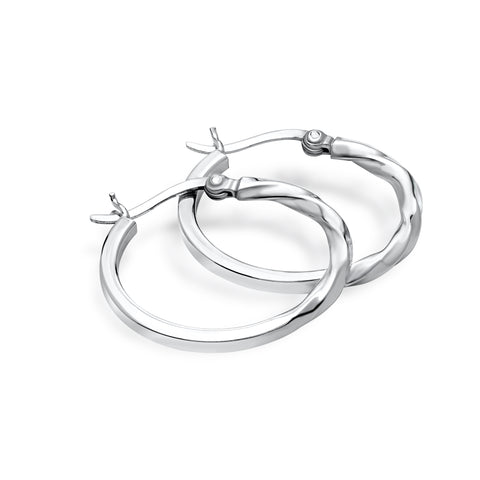 Sterling silver twirled hoop earrings