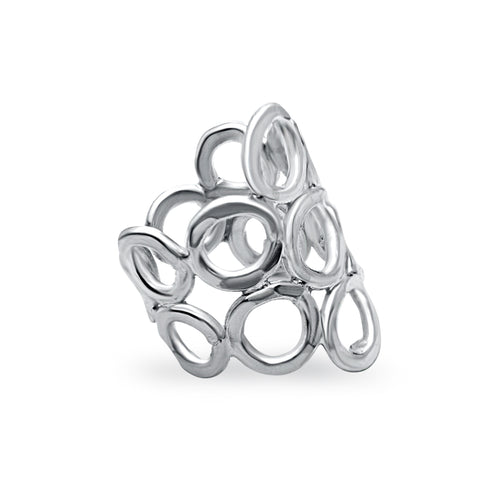 Large honeycomb sterling silver ring