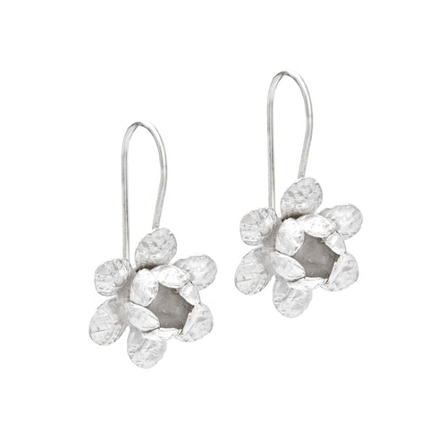 Sterling silver flower drop earrings