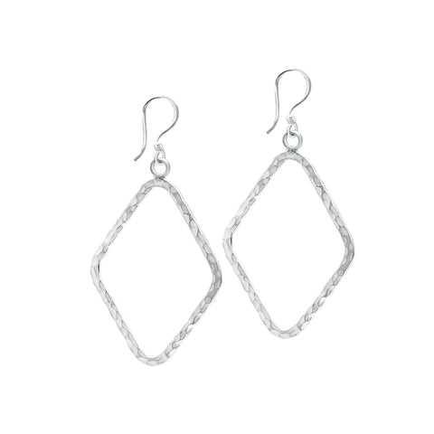Sterling silver diamond shape earrings